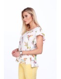 Cream blouse with colorful birds MP28391 - Online store - Boutique